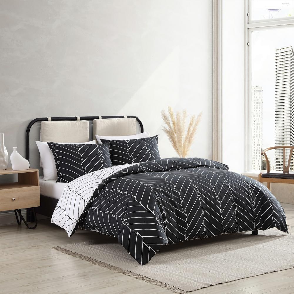 Beige Black White Pintuck Striped 7pc Comforter Set Twin Full Queen Cal  King Bed