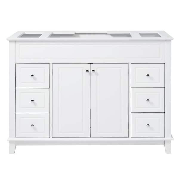 46 in. W x 20 in. D Bath Vanity Cabinet without Top in White with 6 Drawers and Double Doors