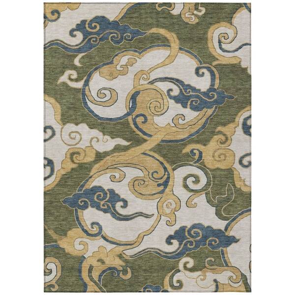 Chantille Machine Washable Indoor/Outdoor Abstract ACN3034 Olive 9 ft. x 12 ft. Area Rug