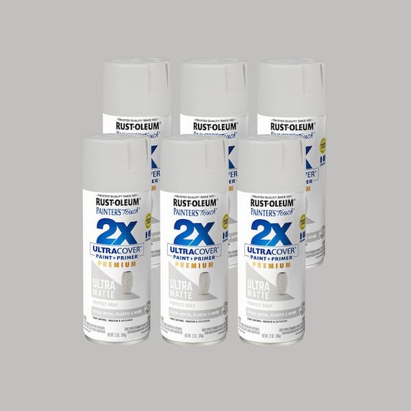 Rust-Oleum Painter's Touch 2X 12 oz. Matte Perfect Gray Ultra Cover General Purpose Spray Paint (Case of 6)
