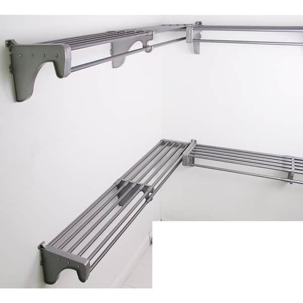 EZ Shelf 18 ft. Steel Closet Organizer Kit with 3-Expandable Shelf and Rod Units in Silver with 2 End Brackets