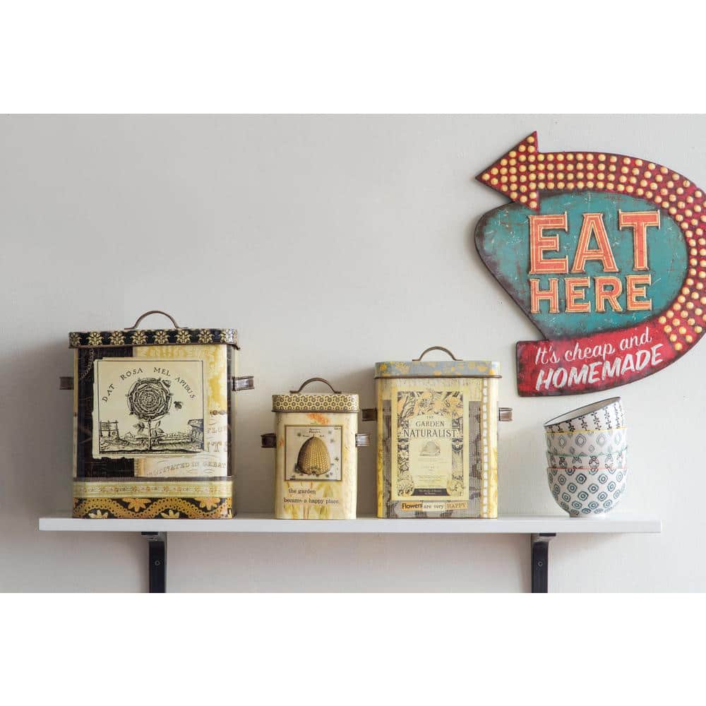 Vintage Multicolor Tin Eat Here Wall Decor Sign