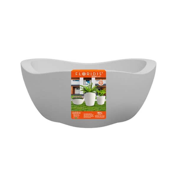 FLORIDIS 17.5 in. Tryas Gray Plastic Bowl Decorative Pot (17.5 in. D x 8 in. H)