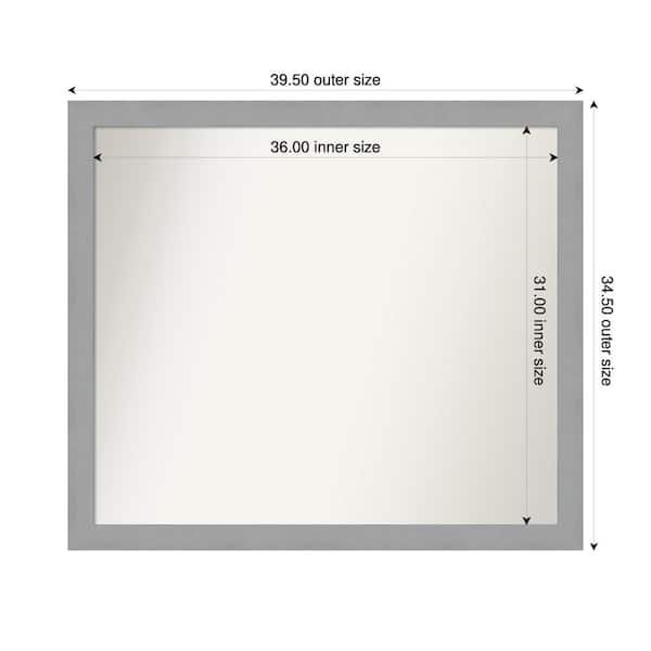 Amanti Art Brushed Nickel 39.5 in. x 34.5 in. Custom Non-Beveled Recycled Polystyrene Framed Bathroom Vanity Wall Mirror