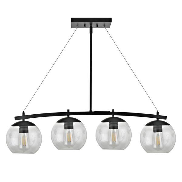 4-Light Dark Bronze Glass Globe Pendant 
