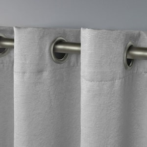 Oxford Silver Solid Woven Room Darkening Grommet Top Curtain, 52 in. W x 108 in. L (Set of 2)