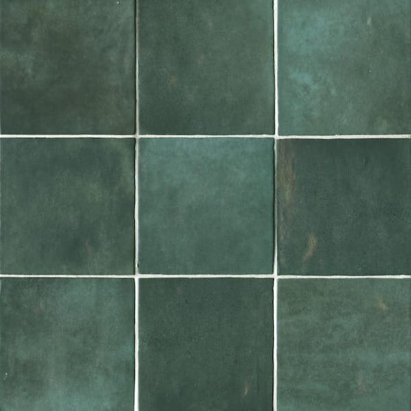 Sample-Cloe Glossy Green 4 in. x 5 in. Ceramic Wall Subway Tile
