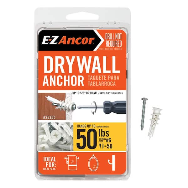 E-Z Ancor Twist-N-Lock 50 lbs. Philips Flat-Head Medium Duty Self-Drilling Drywall Anchors (50-Pack)