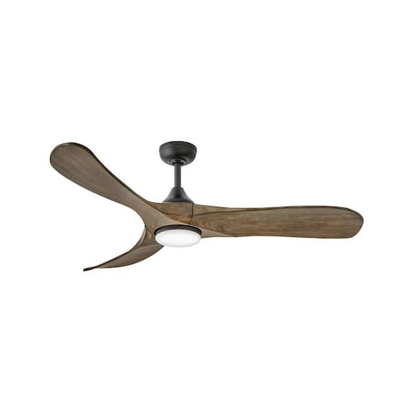 Swell Illuminated 56.0 in. Indoor/Outdoor Integrated LED Matte Black Ceiling Fan with Remote Control