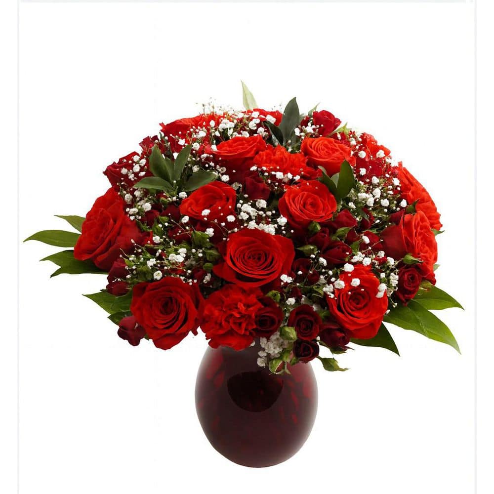 FLORAVAS Love in Full Bloom Bouquet FLR-MXD-38-RED-ELT-VDY - The