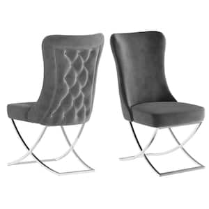 Majestic Grey/Silver Upholstered Dining Side Chair (Set of 2) (20 in. W x 37.5 in. H) No Assembly Required