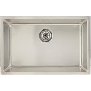 Undermount Stainless Steel 27 in. Deck Mount Single Bowl Kitchen Sink in Chrome