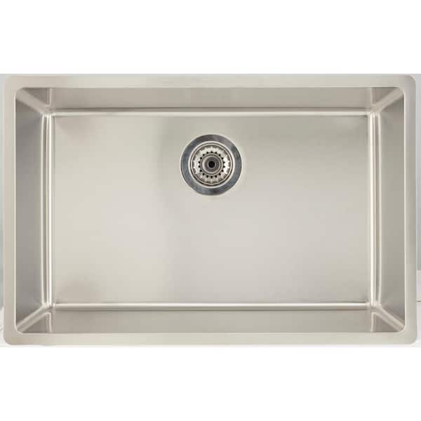 Unbranded Undermount Stainless Steel 27 in. Deck Mount Single Bowl Kitchen Sink in Chrome