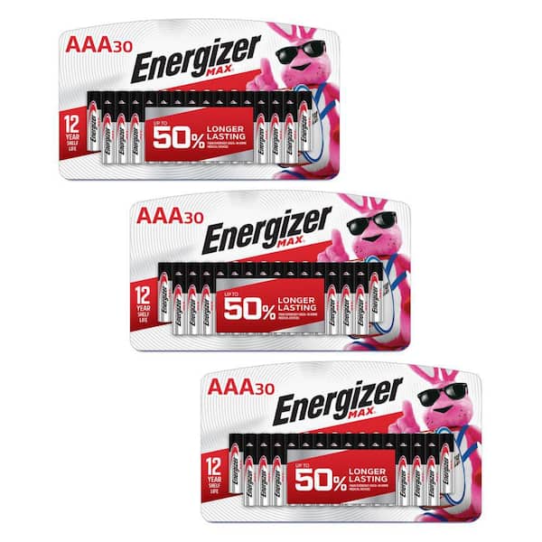 MAX AAA Batteries (30-Pack), Triple A Alkaline Batteries 3 -Pack, 90- Count