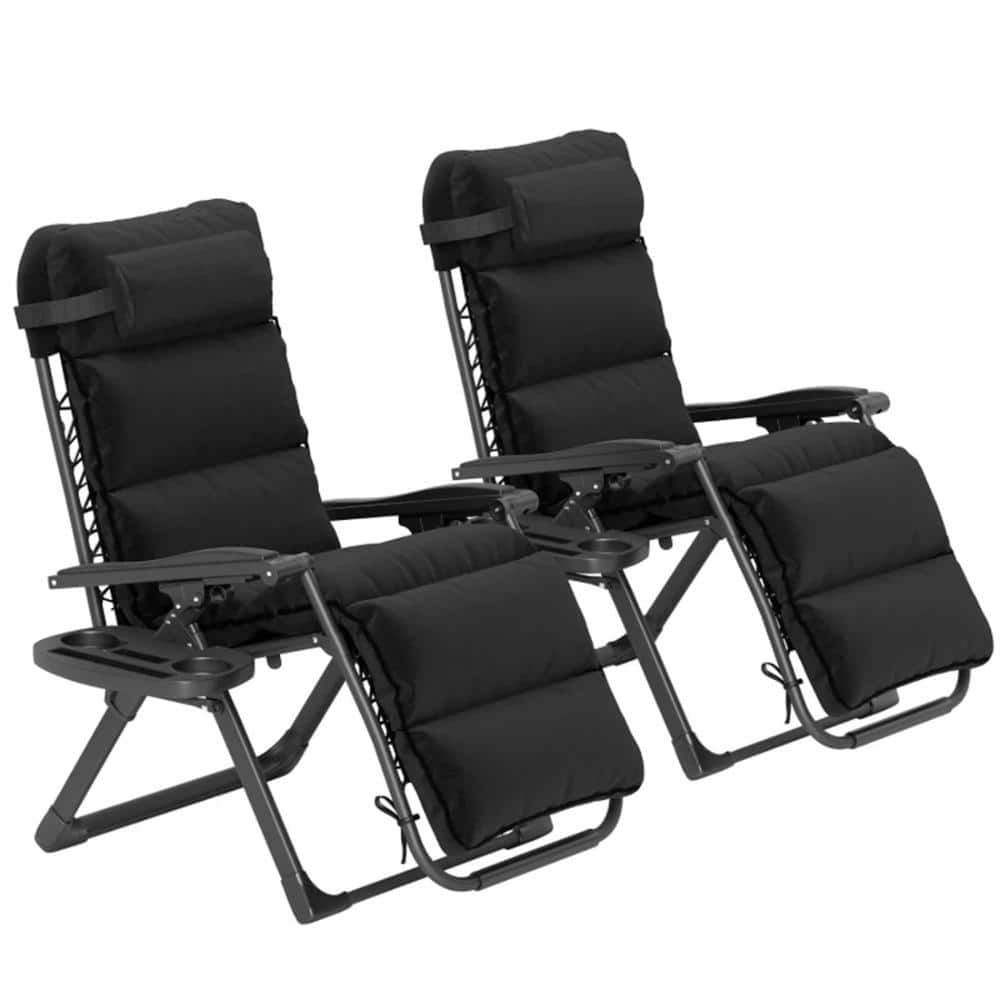 Black Reclining Folding Outdoor Lounge Chair Set price history on PriceWatchPro