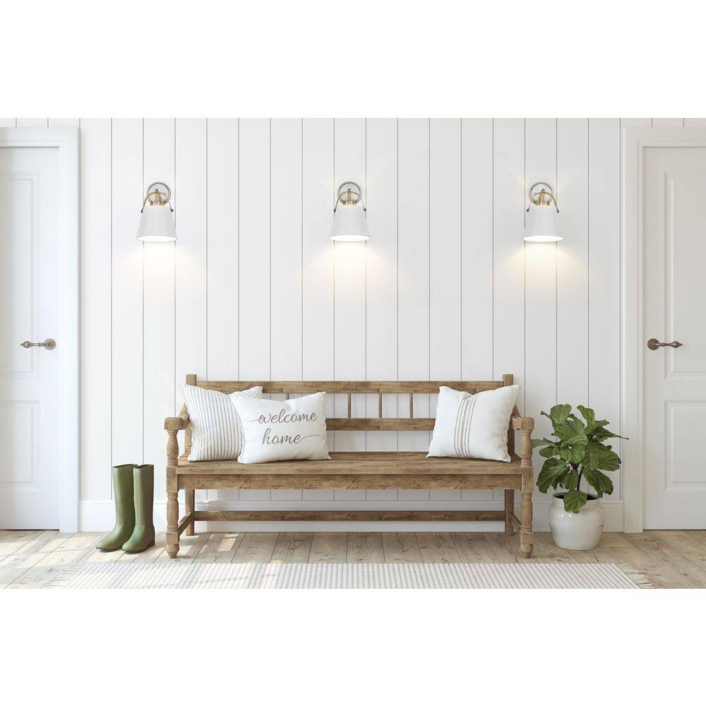 Matte White and Brushed Nickel Dimmable Wall Sconce