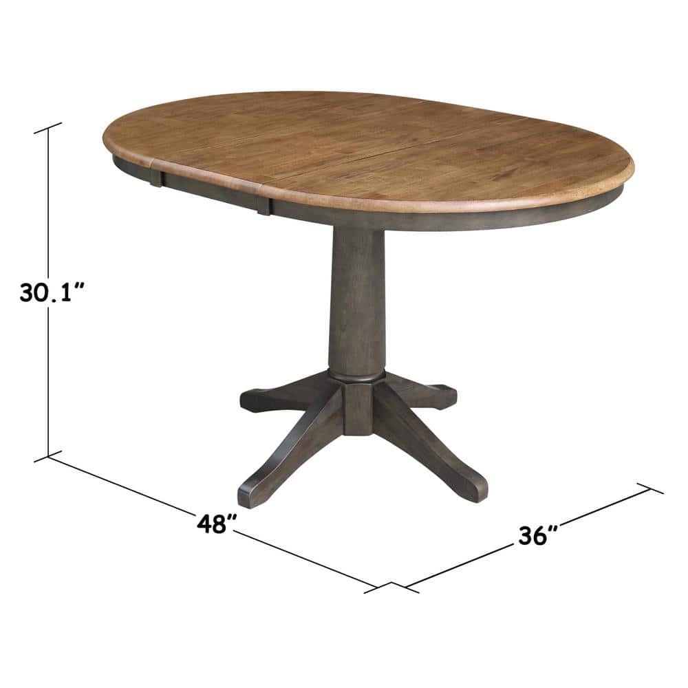 Hickory Top Extendable Round Dining Table in Washed Coal