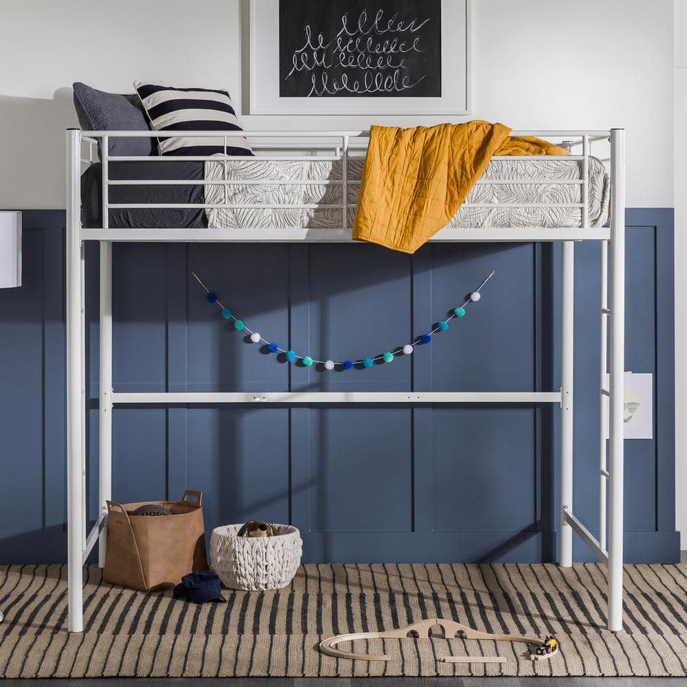 UPC 814055025426 product image for Contemporary White Steel Frame Full Loft Panel Bed | upcitemdb.com