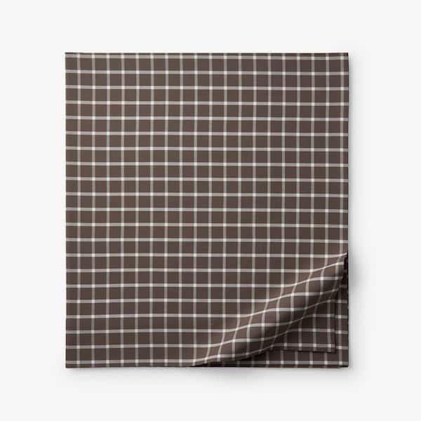 Company Cotton Yarn-Dyed Windowpane Brown Cotton Percale Full Flat Sheet