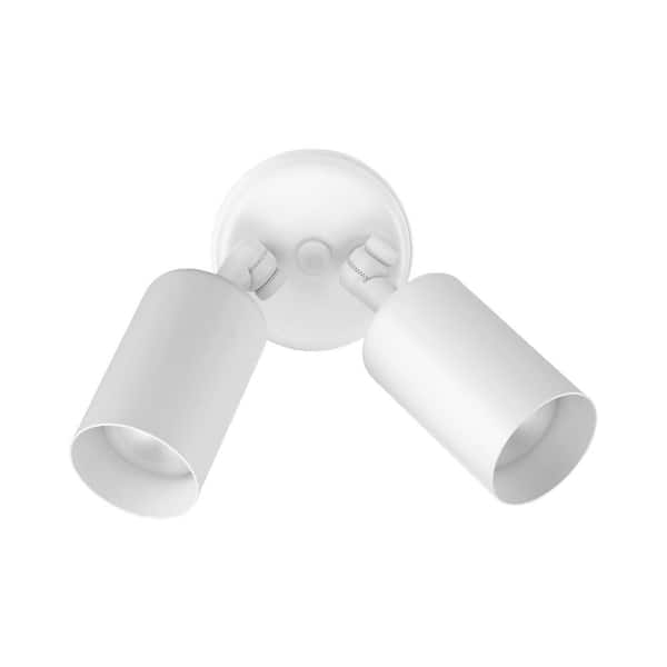 Double Bullet 50-Watt 2-Light White Outdoor Wall Lantern Sconce