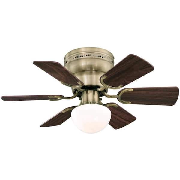 CIATA Petite 30 in. Indoor Antique Brass Ceiling Fan with Reversible Walnut/Oak Blades