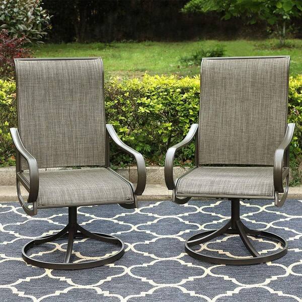 3 selling Pieces Outdoor Swivel Patio Sets Rocker Chair Textilene Fabric Table Brown