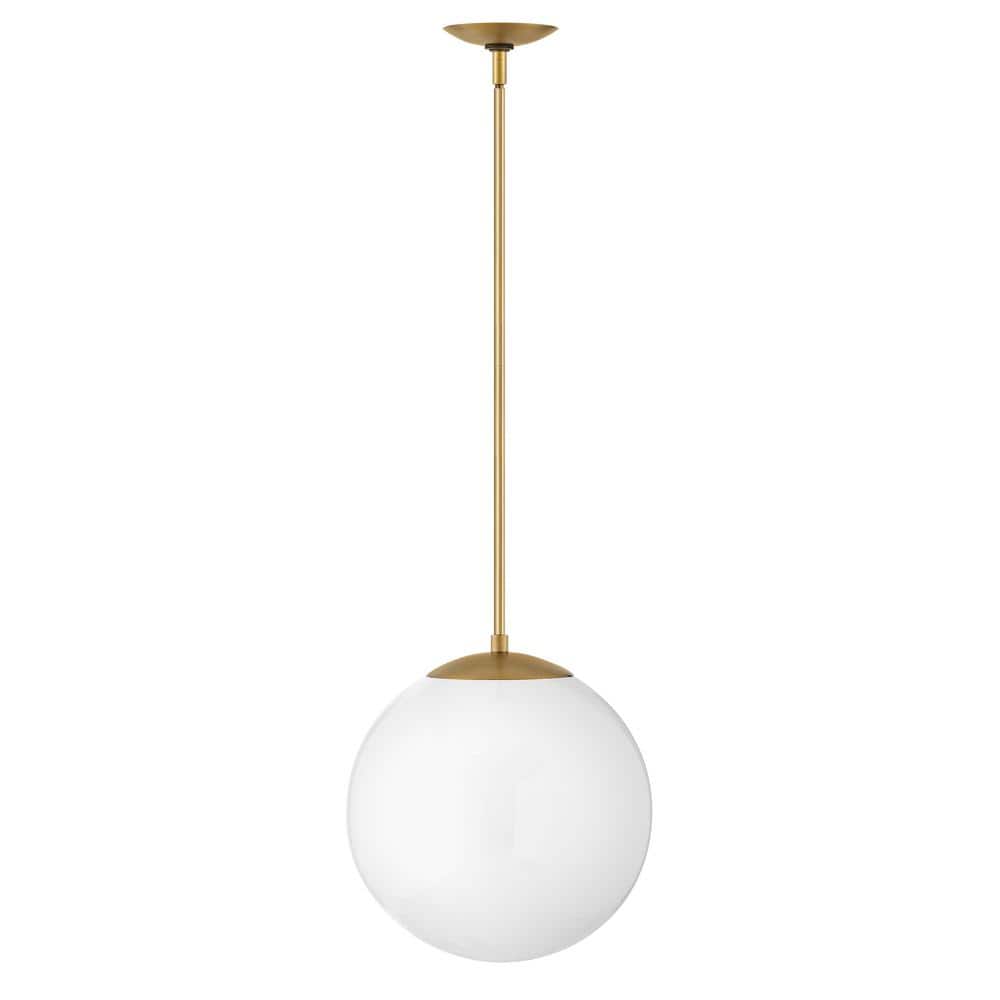 Heritage Brass and White Glass Globe Pendant Light - 14.25" H