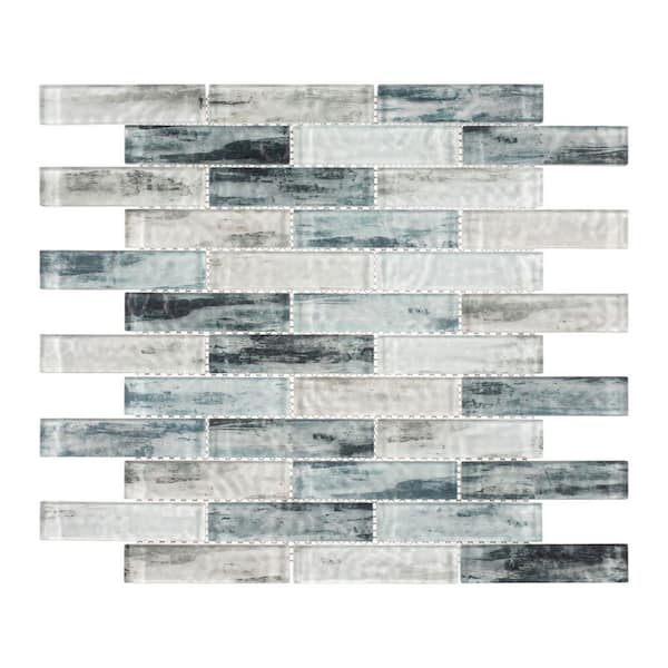 Giovan Islandia Blue/Light Blue 11 3/4 in. x 11 3/4 in. Textured Glass Brick Joint Mosaic Tile (4.8 sq. ft./Case)