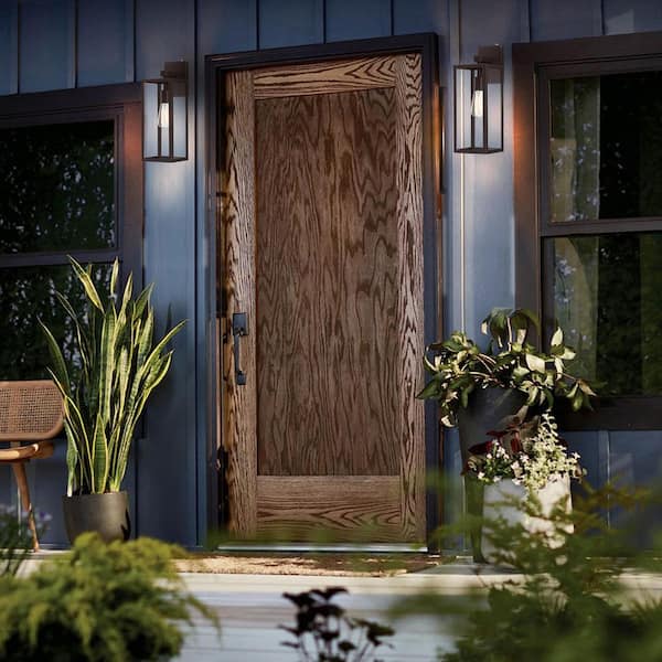 Martin 18 in. 1-Light Bronze Hardwired Outdoor Wall Lantern Sconce with No Bulbs Included Dusk to Dawn (2-Pack)