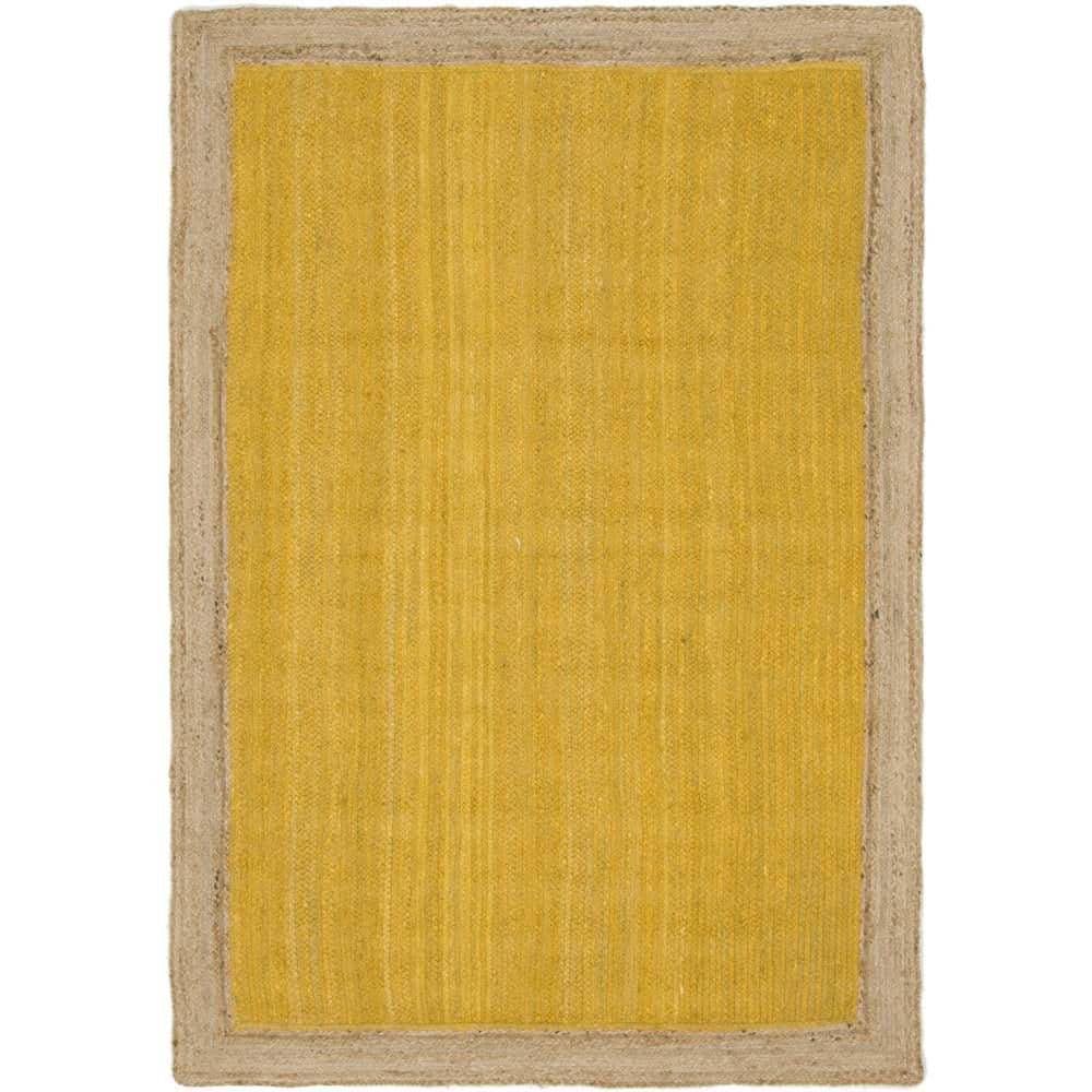 Hand-Braided Yellow & Natural Jute 6x9 Indoor Area Rug