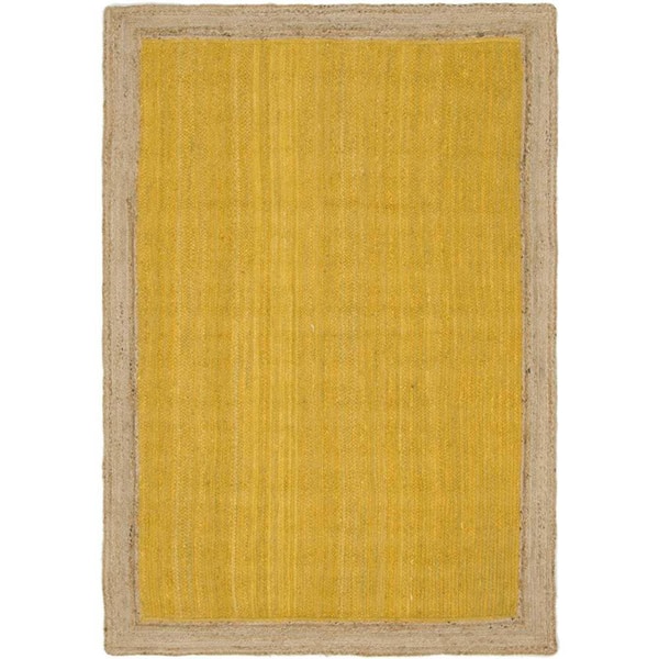 Unique Loom Braided Jute Goa Yellow 6 ft. 1 in. x 9 ft. Area Rug