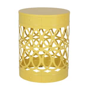 Holt Yellow Cylindrical Metal Outdoor Patio Side Table