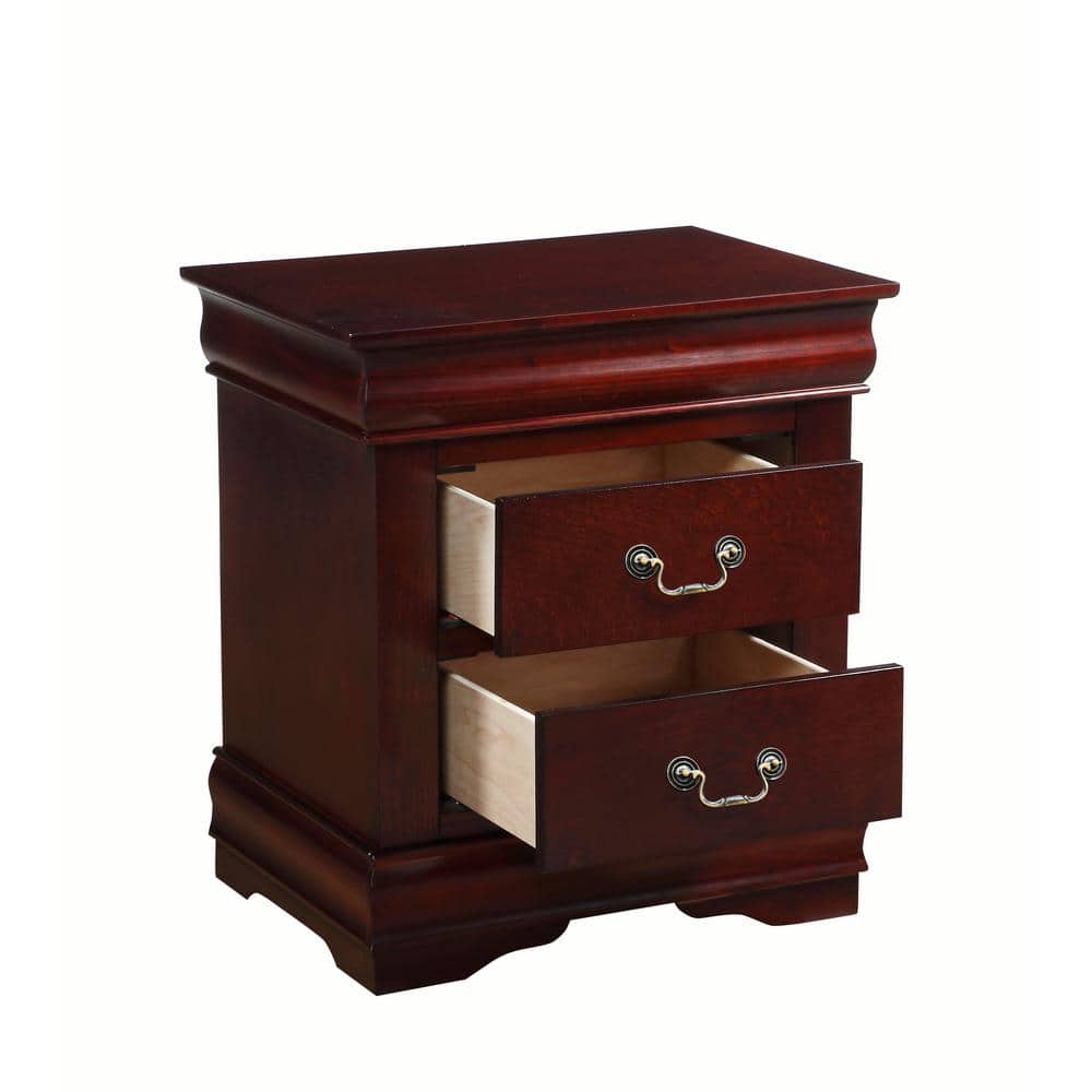 Elegant Cherry Wood Nightstand with Brush Nickel Accents