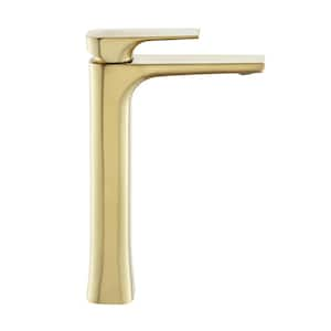 Monaco Single-Handle High-Arc Single-Hole Bathroom Faucet in Brushed Gold