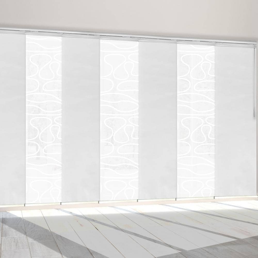 Latte Swirl 110 in. - 153 in. W x 94 in. L Adjustable 7- Panel White Single Rail Panel Track with 23.5 in. Slates price history on PriceWatchPro
