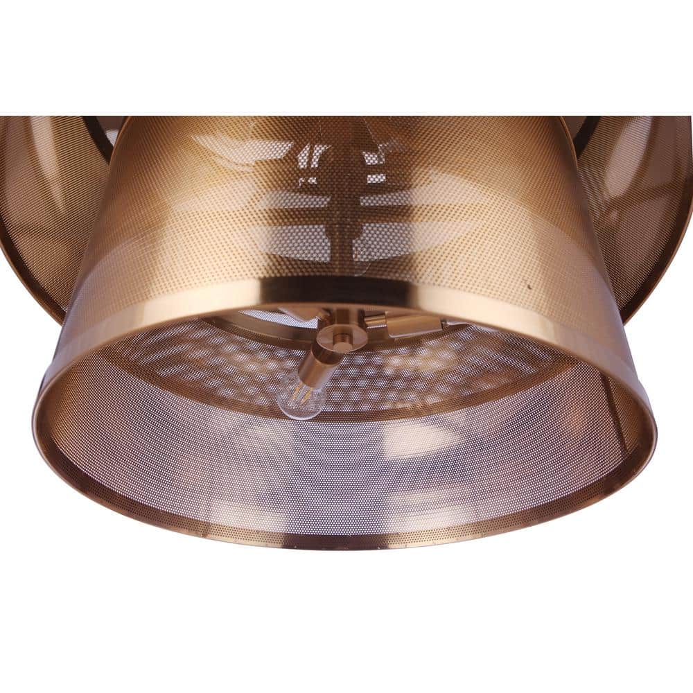 Satin Brass 12-Light Mesh Drum Pendant