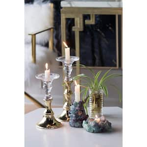 Camden Clear, Gold Glass Candle Holder