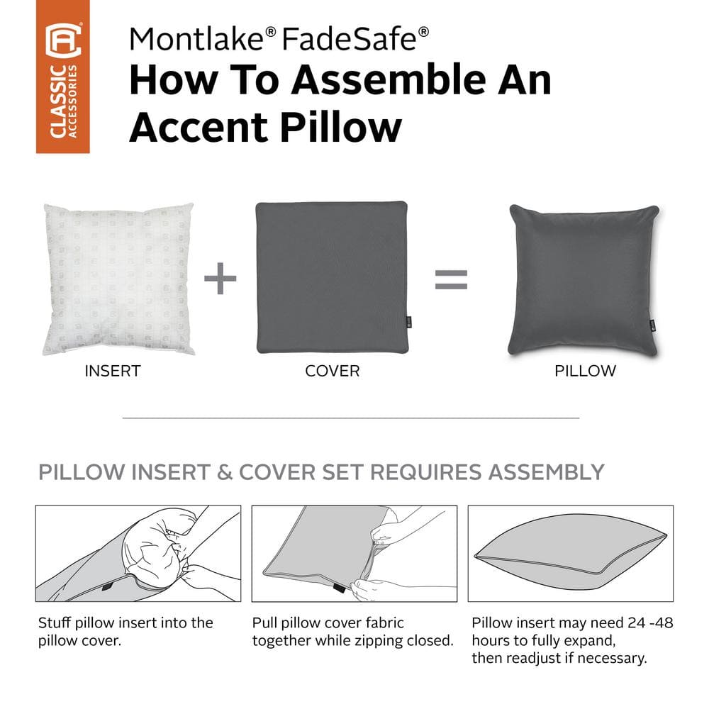 Montlake FadeSafe Light Charcoal Square Outdoor Pillow Set