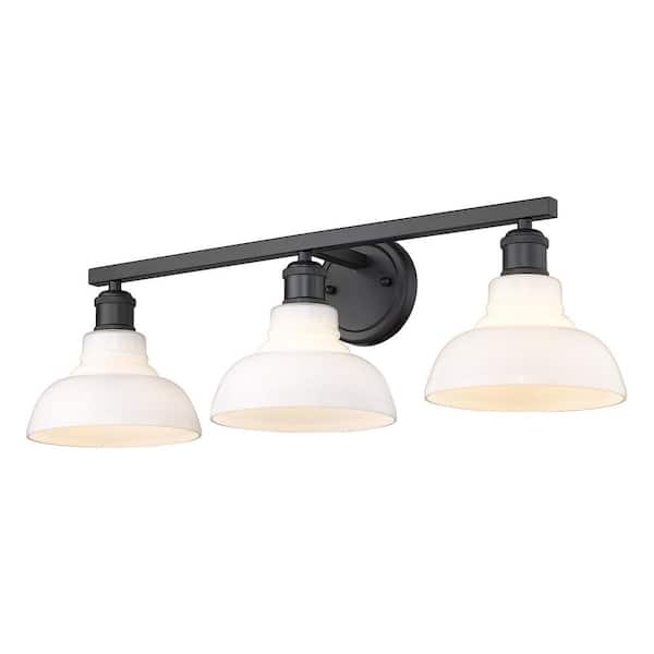 Golden Lighting Carver 3-Light Matte Black Bath Vanity Light