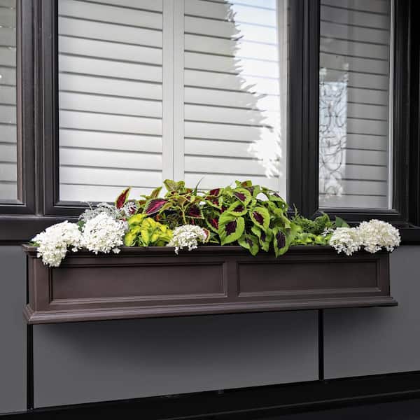 Fairfield 60 in. x 11 in. Self-Watering Espresso Polyethylene Window Box
