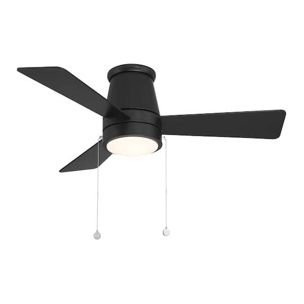 WAC LIMITED Hug 44 in. Indoor/Outdoor Matte Black 3-Blade Pull Chain Ceiling Fan Selectable CCT Integrated LED