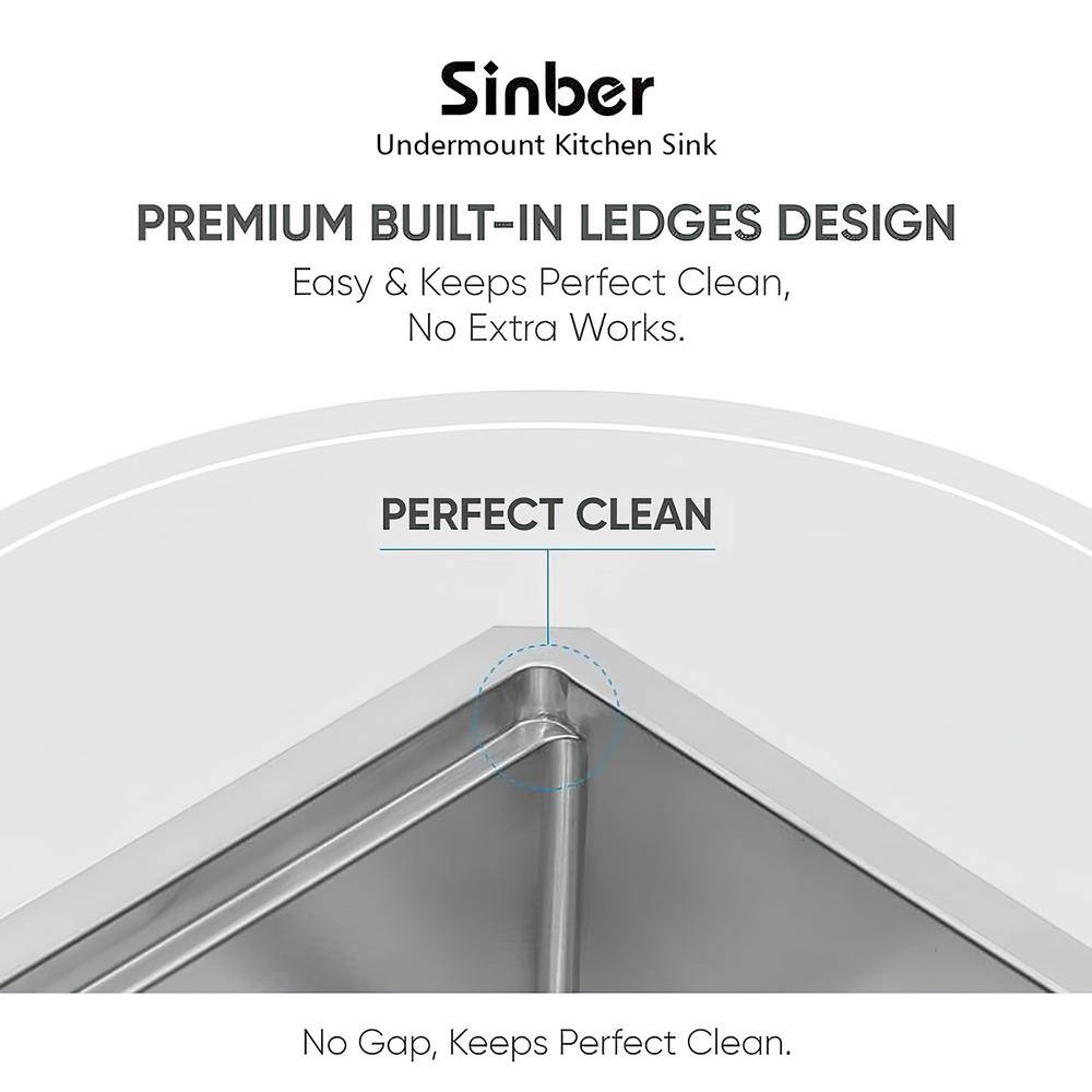 Sinber 33" Stainless Steel Double Bowl Drop-In Workstation Sink