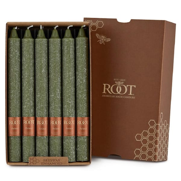ROOT CANDLES 9 in. Timberline Arista Dark Olive Dinner Candle (Box of 12)
