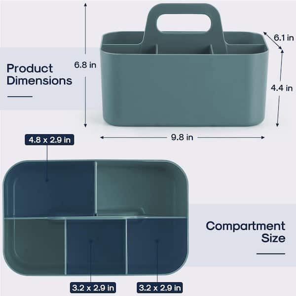 Stackable Plastic Caddy Organizer with Handle Cyan Multiuse Tote