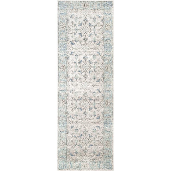 Rio Vintage 2 ft. x 6 ft. Aqua Indoor Runner