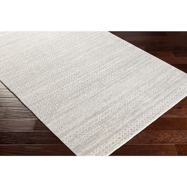 Nida Light Grey 9 ft. x 12 ft. Indoor Machine-Washable Area Rug