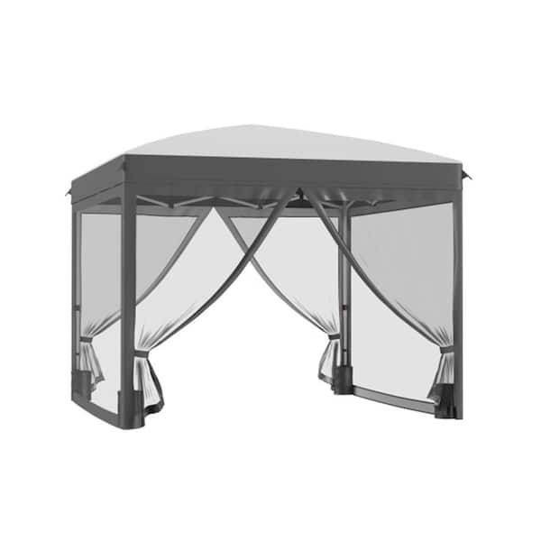 ITOPFOX 10 ft. x 10 ft. Outdoor Steel Event/Party Pop Up Tent Canopy with Netting in Gray