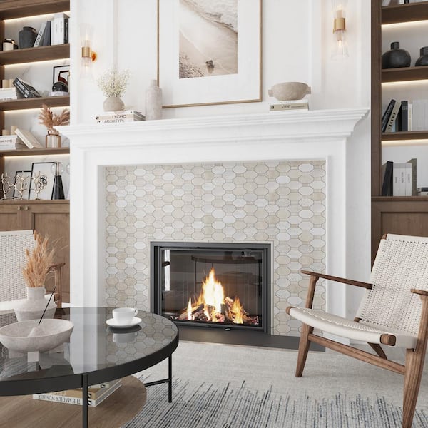 Apollo Tile (Sample) Sparta Wooden Beige 4-in x 4-in Polished Marble Chevron Mosaic Floor and Wall Tile