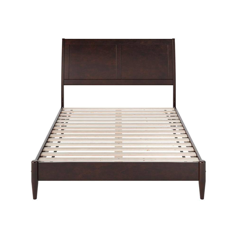 Valencia Espresso Full Wood Sleigh Platform Bed with Slats
