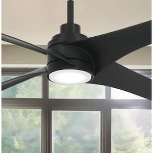 Swept 56 in. Integrated LED Indoor Coal Bond Compatible Ceiling Fan with Light and Remote Control